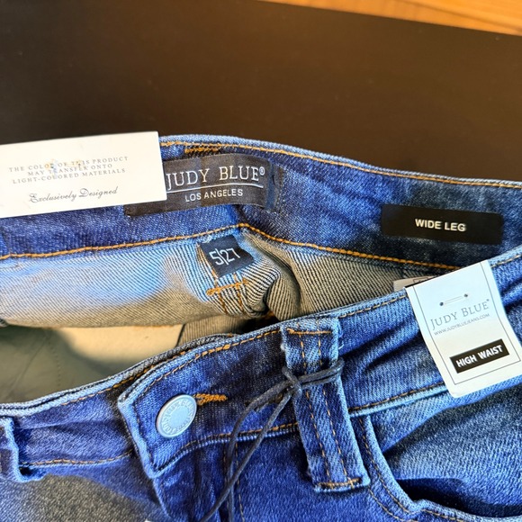 Judy Blue Wide Leg Cargo Jeans Size  5/27 Dark Blue NWT JB88725 DK High Waist - Picture 3 of 11